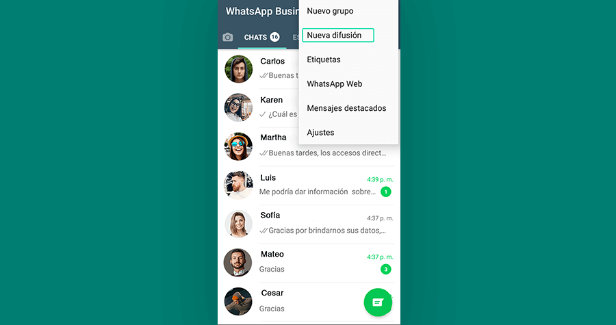 Listas de difusión en WhatsApp